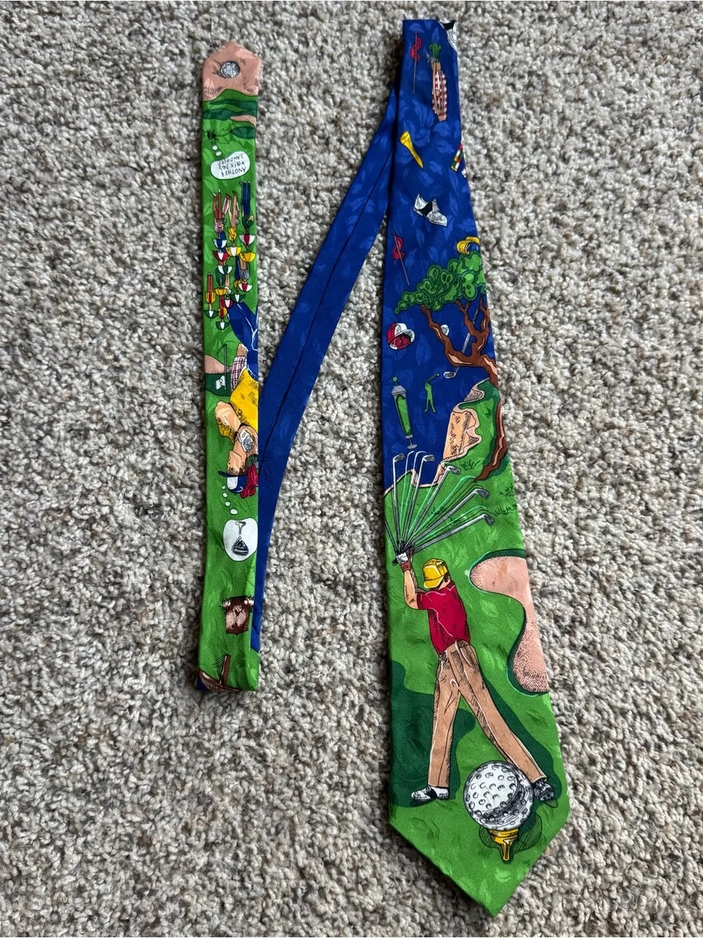 Vintage 1992 Nicole Miller Golf Tie 100% Silk Golfer Novelty Hand Sewn Korea